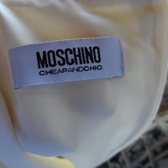 Moschino CheapandChic Ivory/Light Blue City Skyline Print A Line Dress Size 6 - Picture 13 of 16